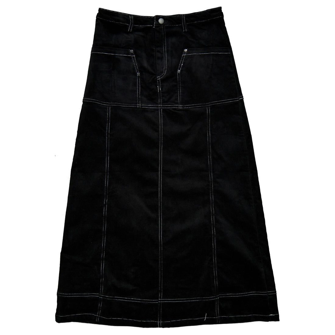 Clubhouse Black Corduroy Stitched Skirt