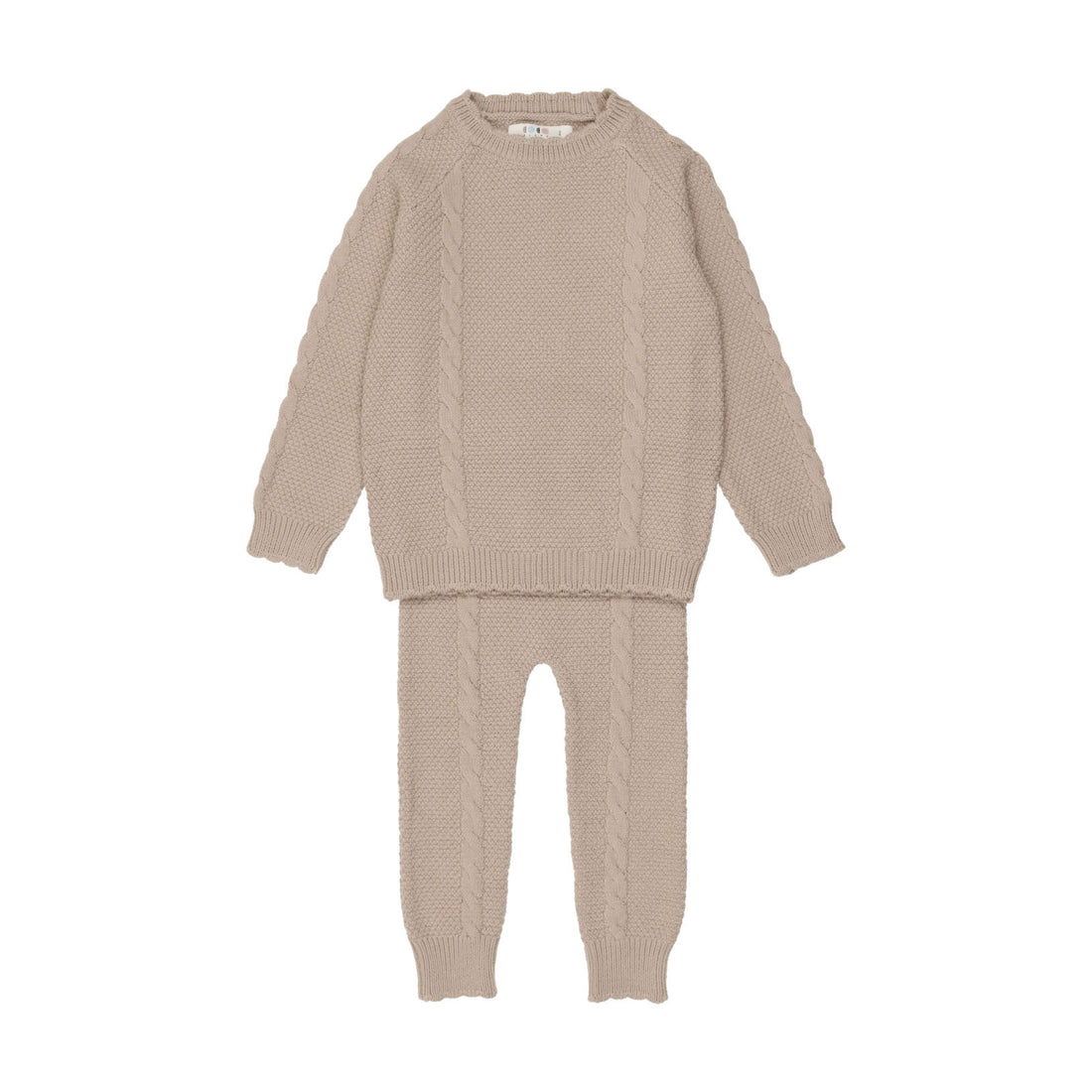 Coco Blanc Oatmeal Scalloped Knit Pant Set
