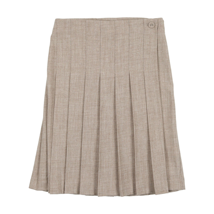 Coco Blanc Oatmeal Wool Pleated Skirt