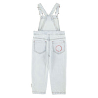 Piupiuchick Washed Light Blue Denim "Peace" Print Dungarees
