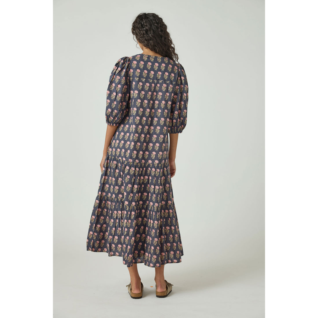 Pink Chicken Navy Flower Drop Womens Pintuck Indira Dress