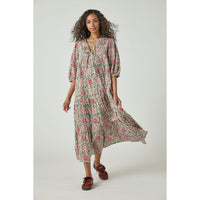 Pink Chicken Pink Lisbon Floral Womens Pintuck Indira Dress