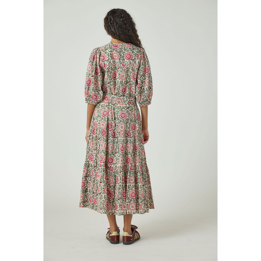 Pink Chicken Pink Lisbon Floral Womens Pintuck Indira Dress