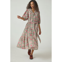 Pink Chicken Pink Lisbon Floral Womens Pintuck Indira Dress