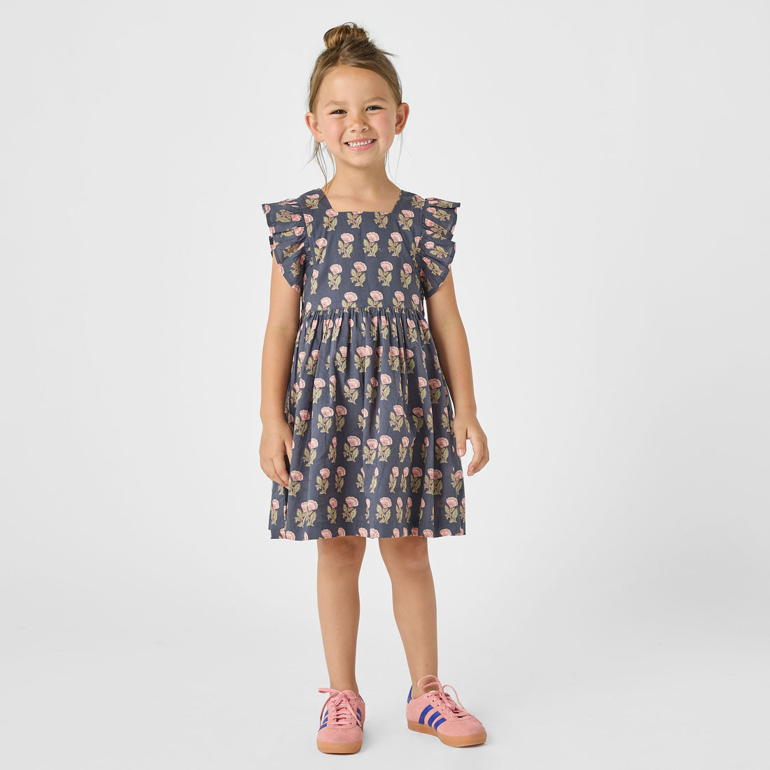 Pink Chicken Navy Flower Drop Elsie Dress