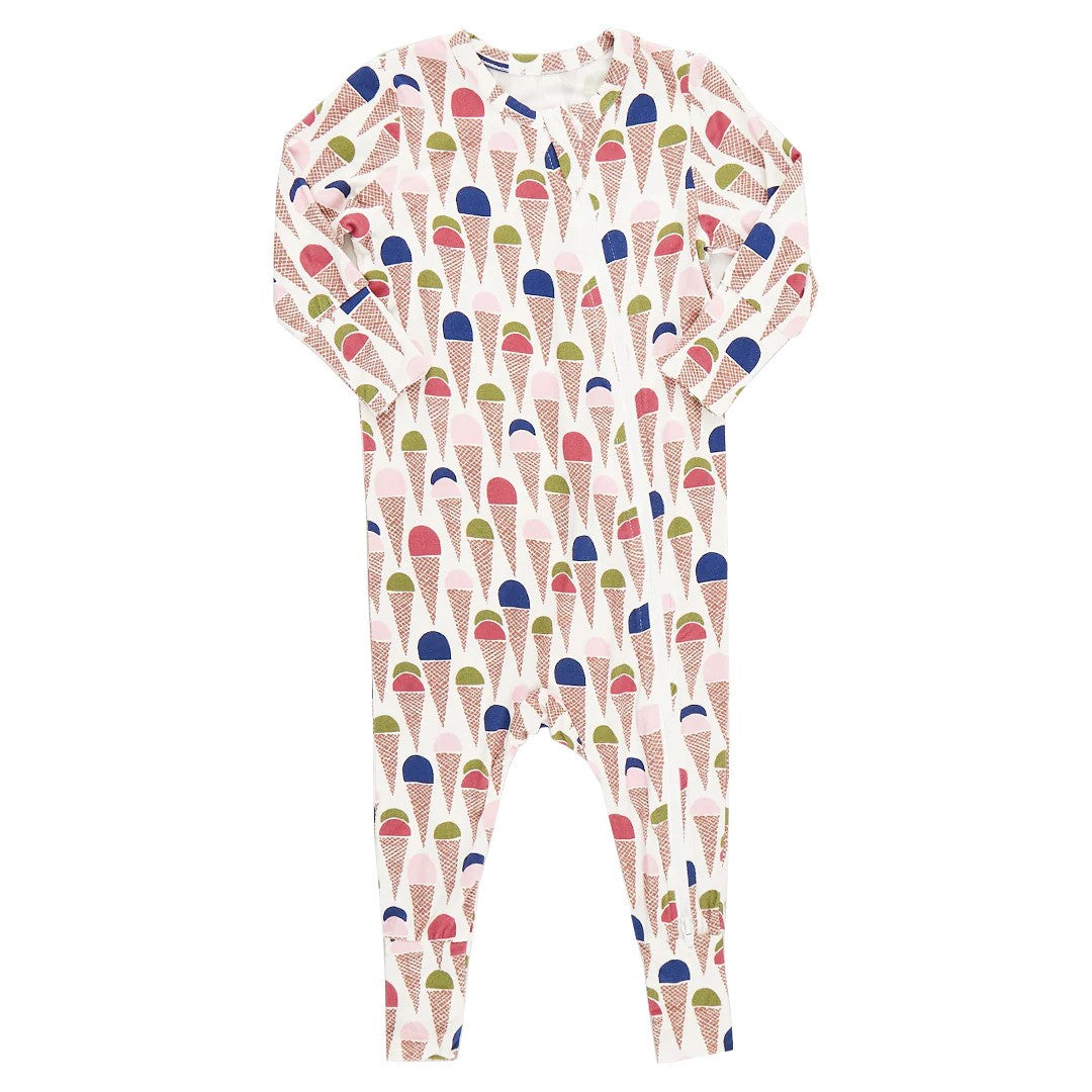 Pink Chicken Multi Ice Cream Cones Baby Bamboo Romper