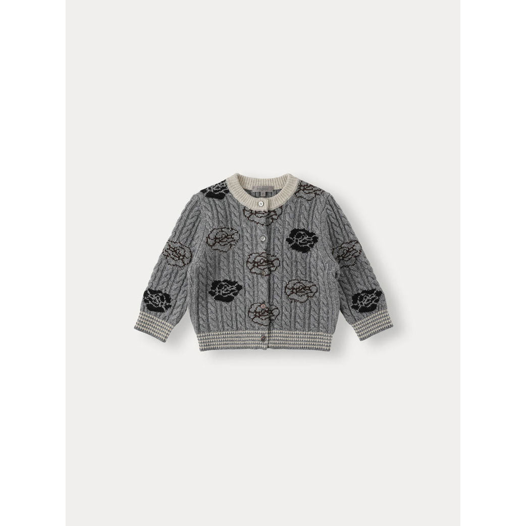 Bene Bene Melange Gray Fleur Wool Knit Cardigan