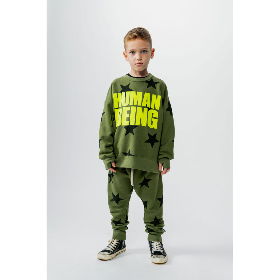 NUNUNU Olive Only Human Sweatshirt