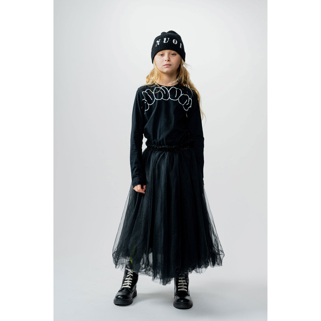 NUNUNU Black Bubbly Rounded Shirt