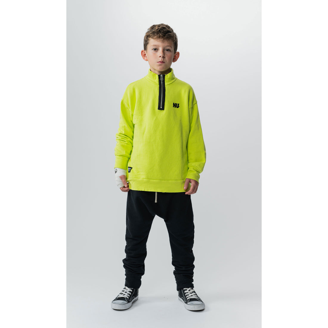NUNUNU Hot Lime 1/2 Zip Sweatshirt