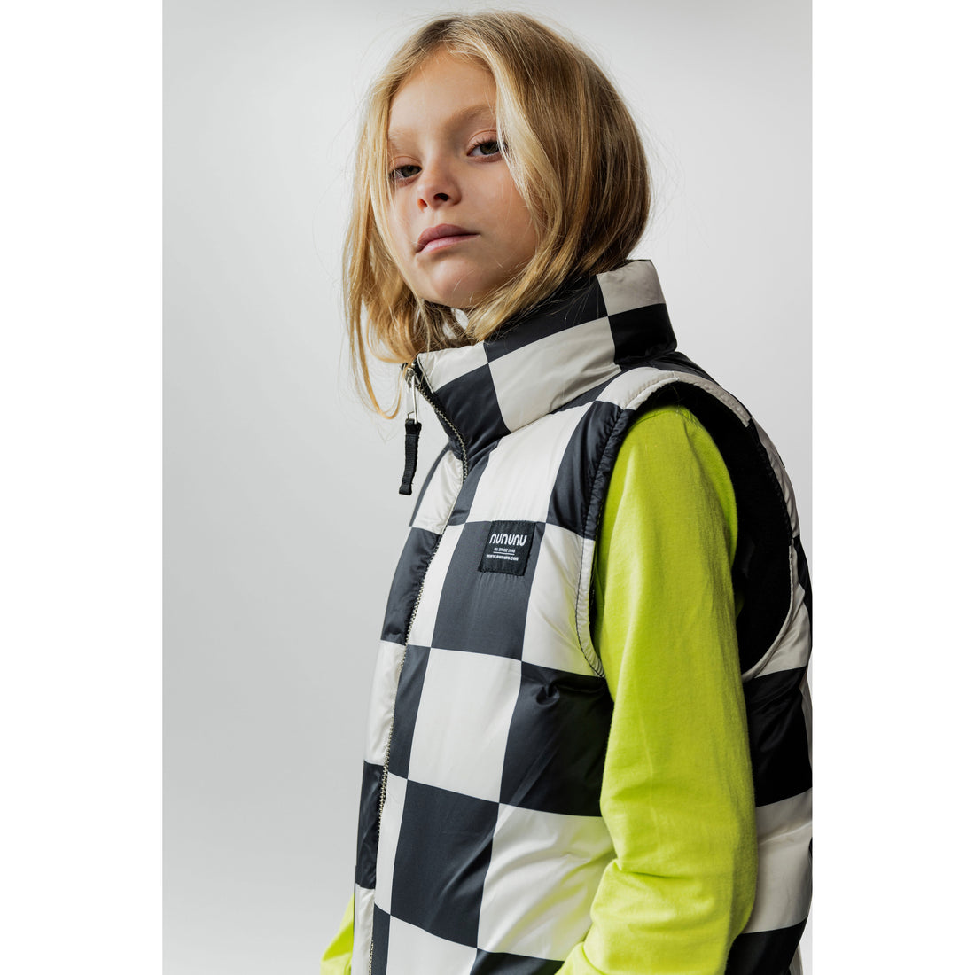 NUNUNU Smokey Natural Checkmate Down Vest