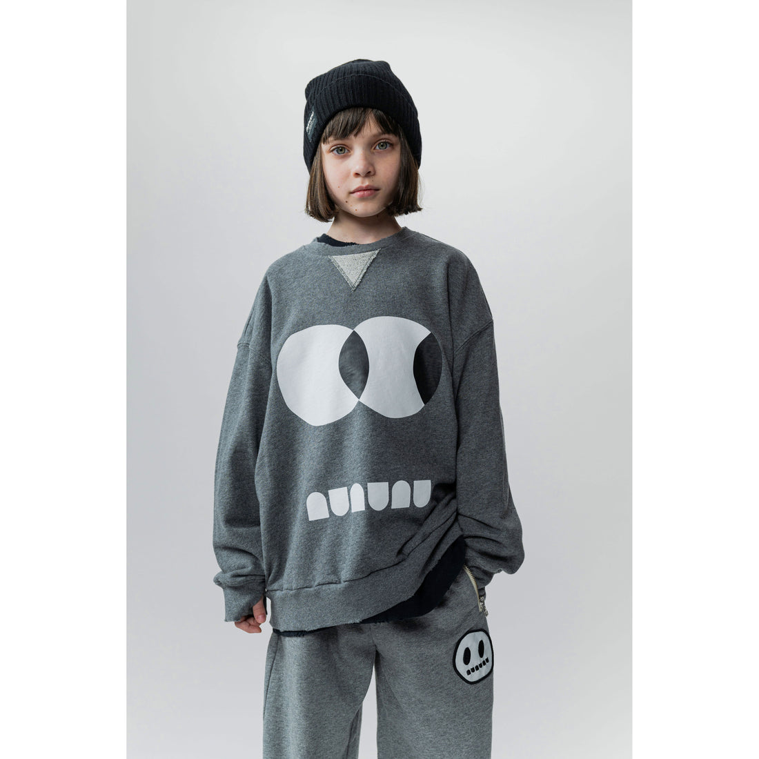 NUNUNU Heather Grey Side Eye Sweatshirt