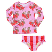 Pink Chicken Pink Wild Strawberries Rash Guard Set
