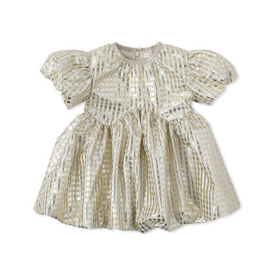 Bene Bene Gold Glitter Check Balloon Dress