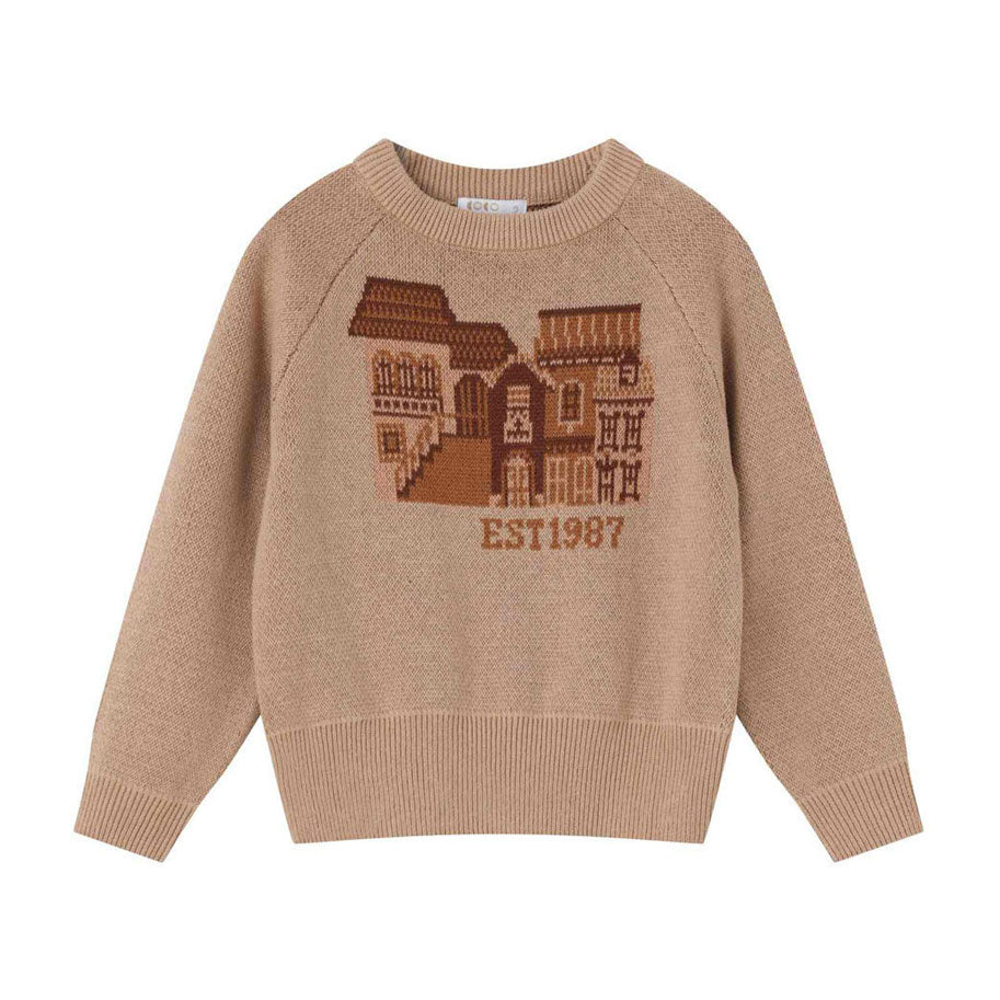 Coco Blanc Tan Graphic Sweater