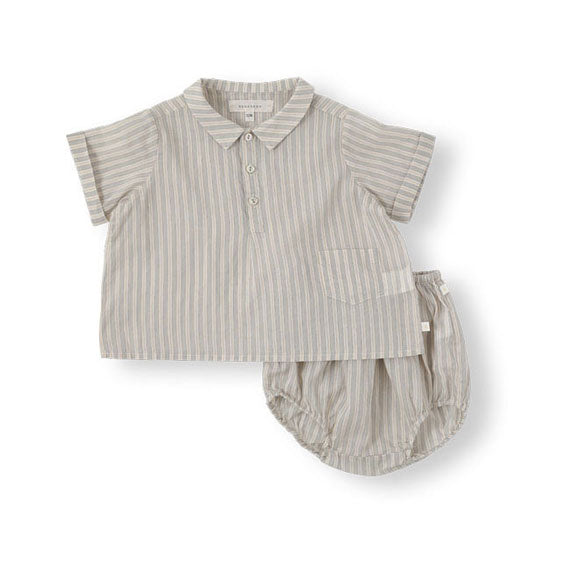 Bene Bene Grayish Mint Baby Ian Stripe Shirt Set
