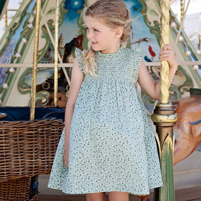 Pink Chicken Green Mini Ditsy Stevie Dress