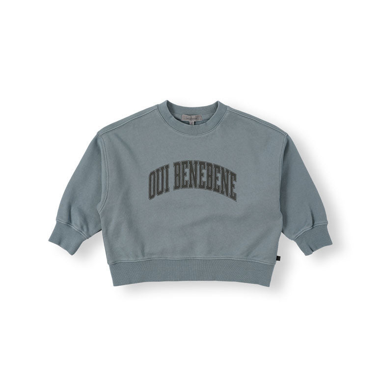 Bene Bene Grayish Blue Oui Varsity Sweatshirt