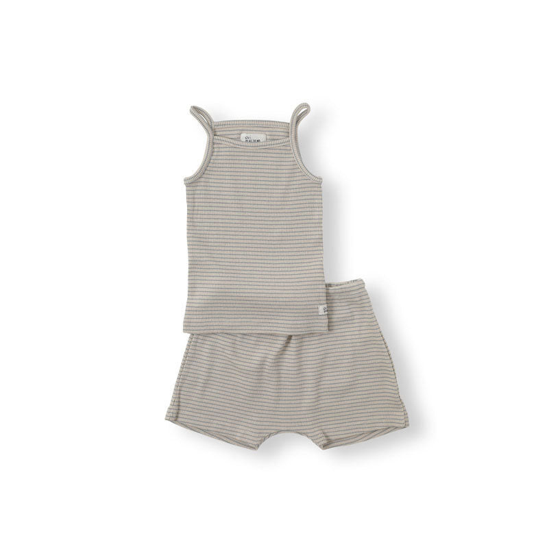 Bene Bene Grayish Blue Baby Bene Stripe Mini Twinset