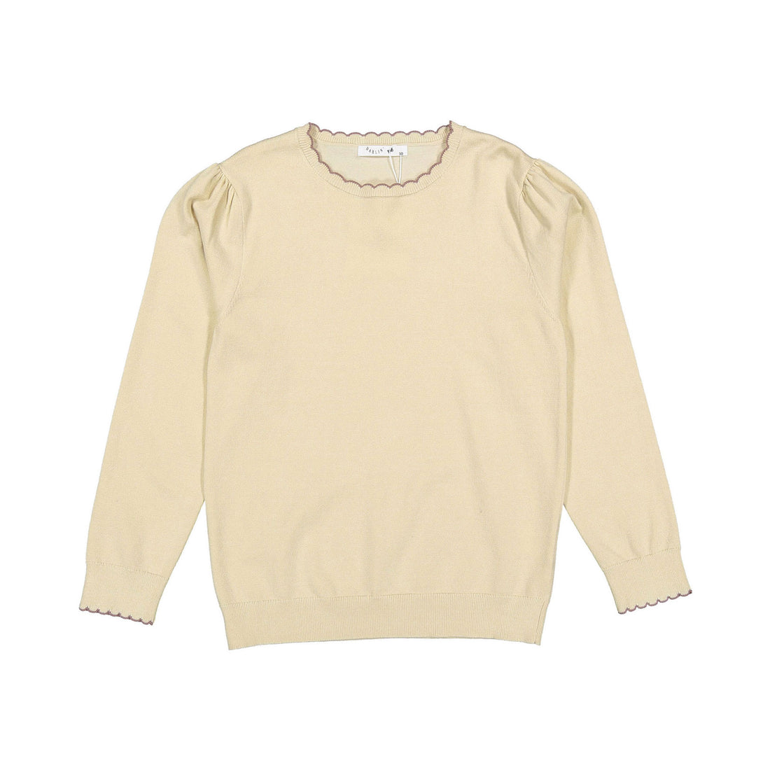 Darlin Sand Scallop Trim Sweater