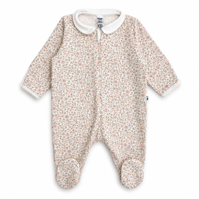 Petit Bateau White Multi Floral Footie