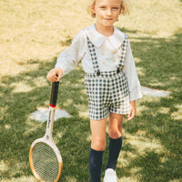 Pernille Beige/Black Plaid Suspender Shorts