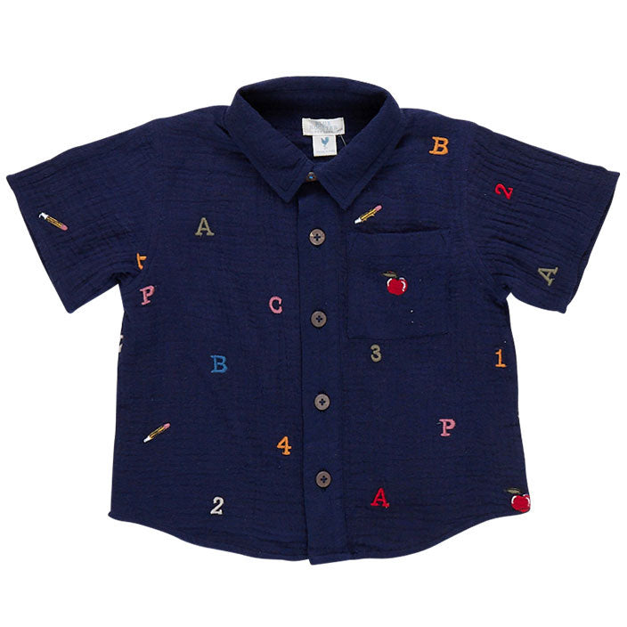 Pink Chicken Alphabet Embroidered Jack Shirt