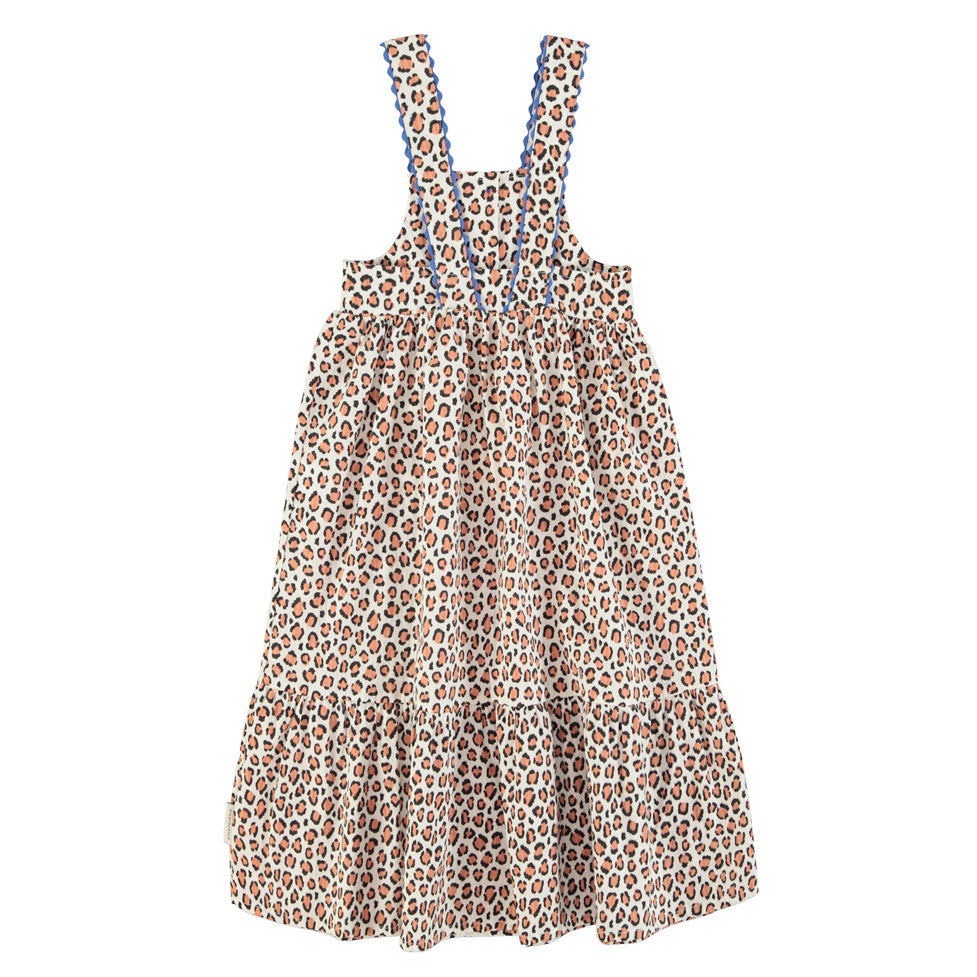 Piupiuchick Ecru Animal Print Long Layered Dress