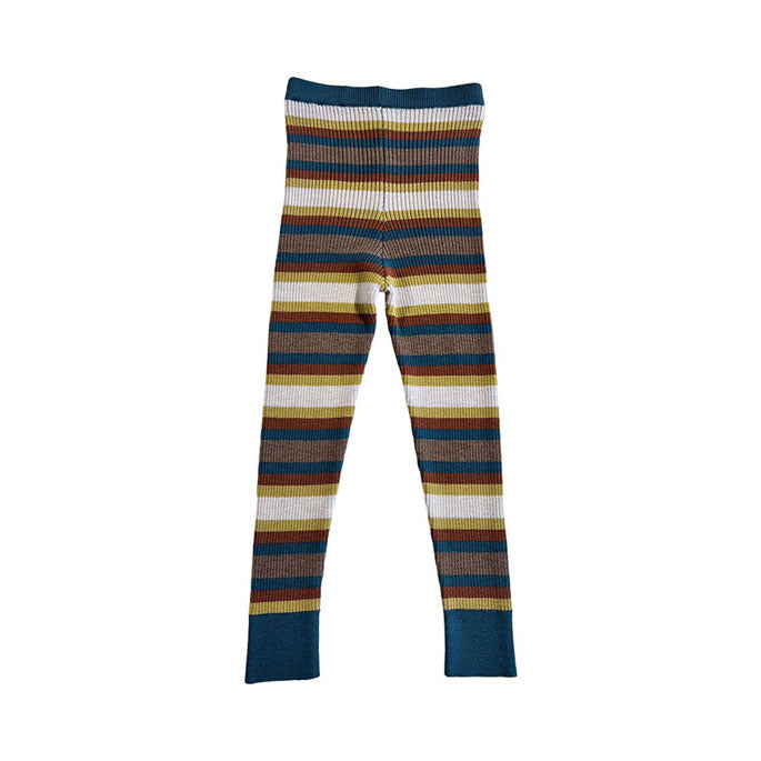 Mabli Azurite Blue Stripe Rib Sylfaen Leggings