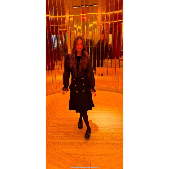 Estee Black Gold Button Blazer Skirt