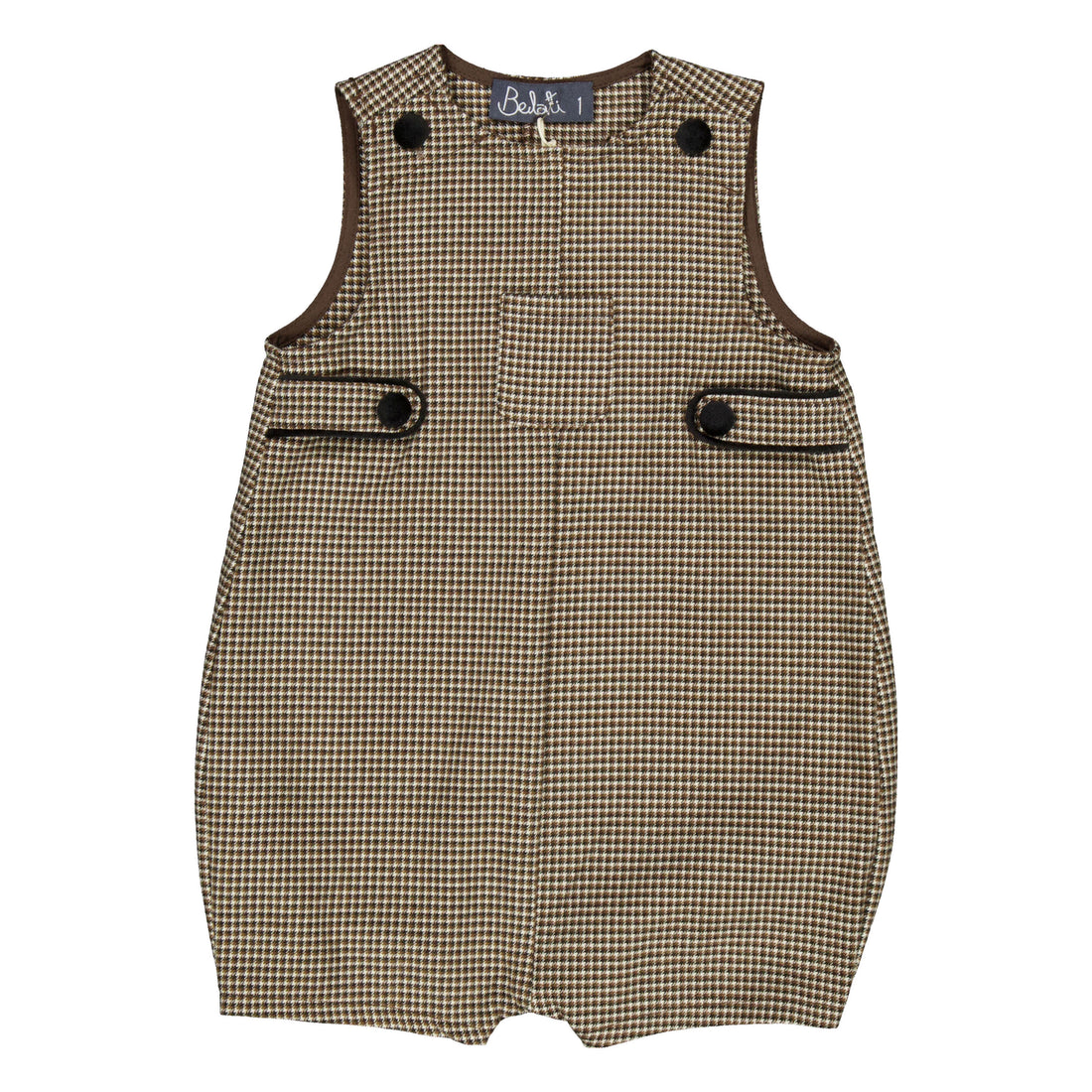 Belati  Brown Houndstooth Short Overall
