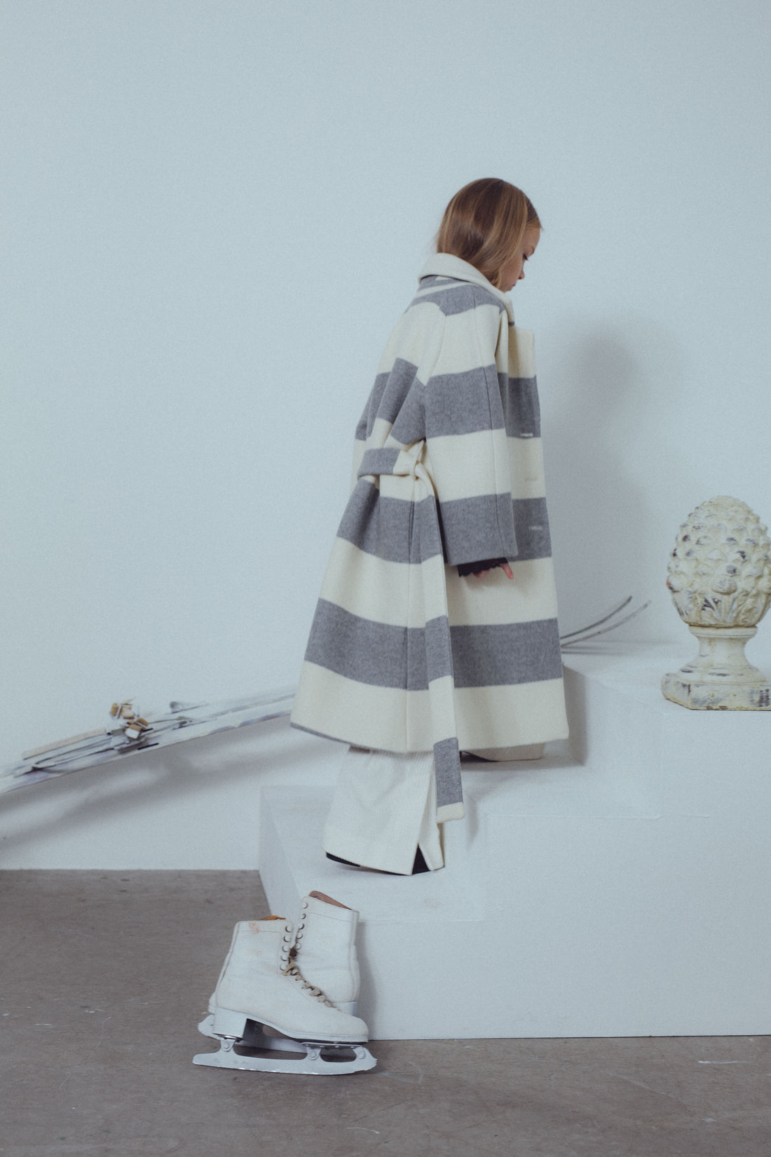 Unlabel Milk/Grey Stripes Coat