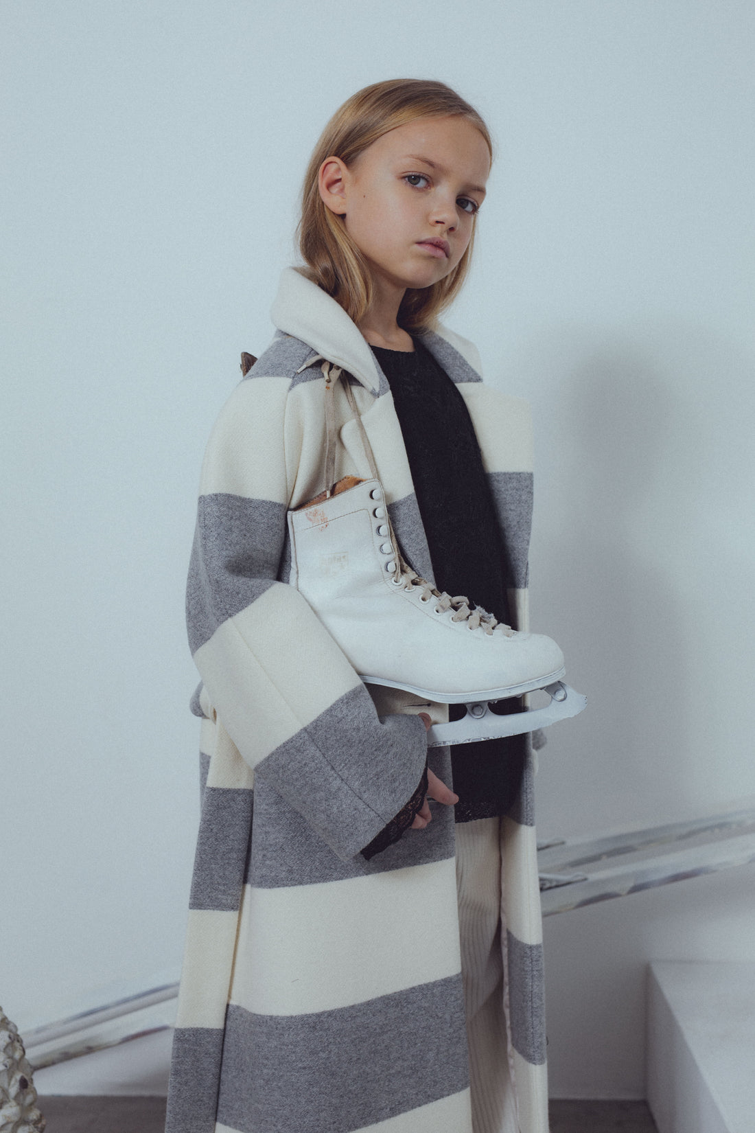 Unlabel Milk/Grey Stripes Coat