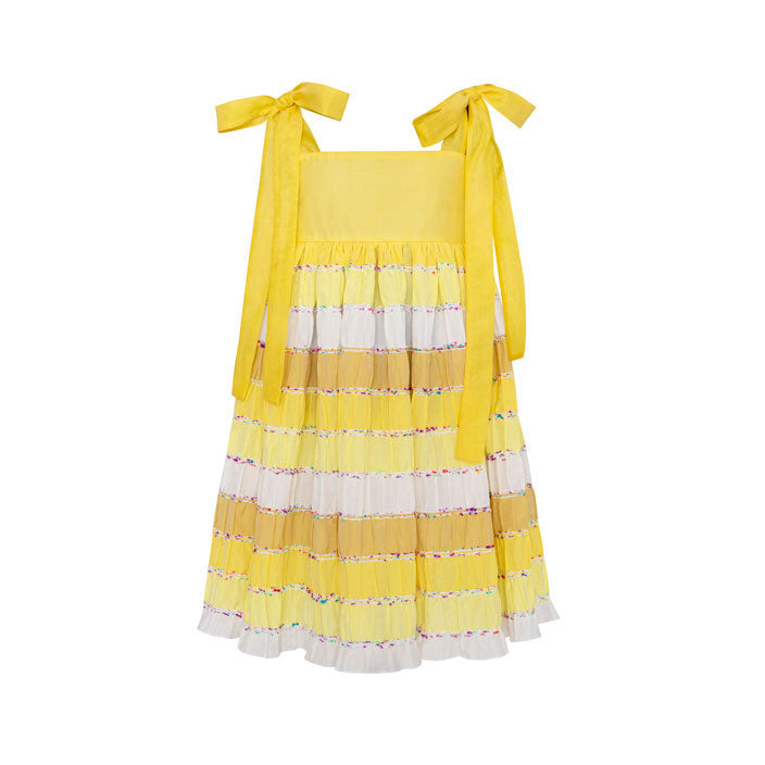 Paade Mode Yellow Sunrise Ties Cotton Dress