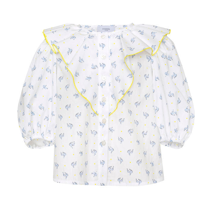 Paade Mode White Pearl Cotton Blouse