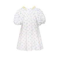 Paade Mode White Pearl Cotton Puff Sleeve Dress