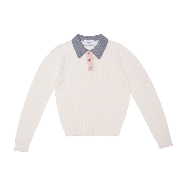 Paade Mode White Seamless Knit Polo
