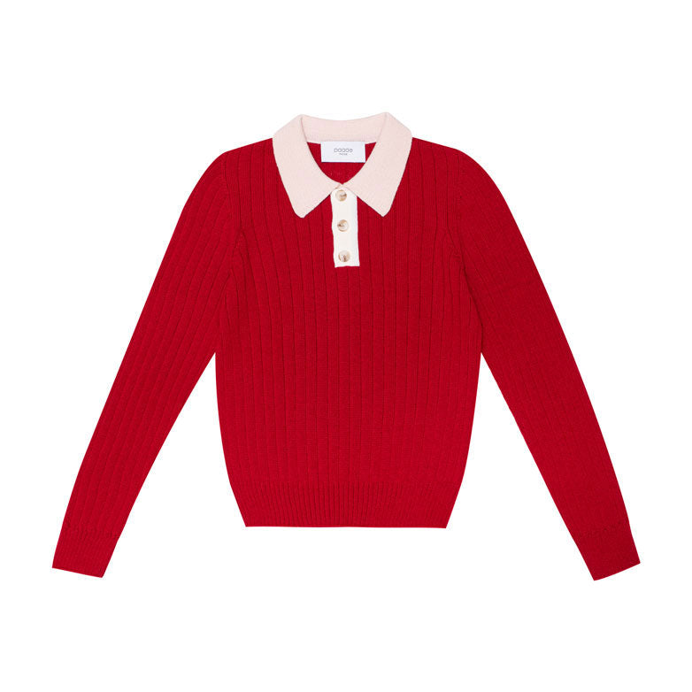 Paade Mode Red Seamless Knit Polo