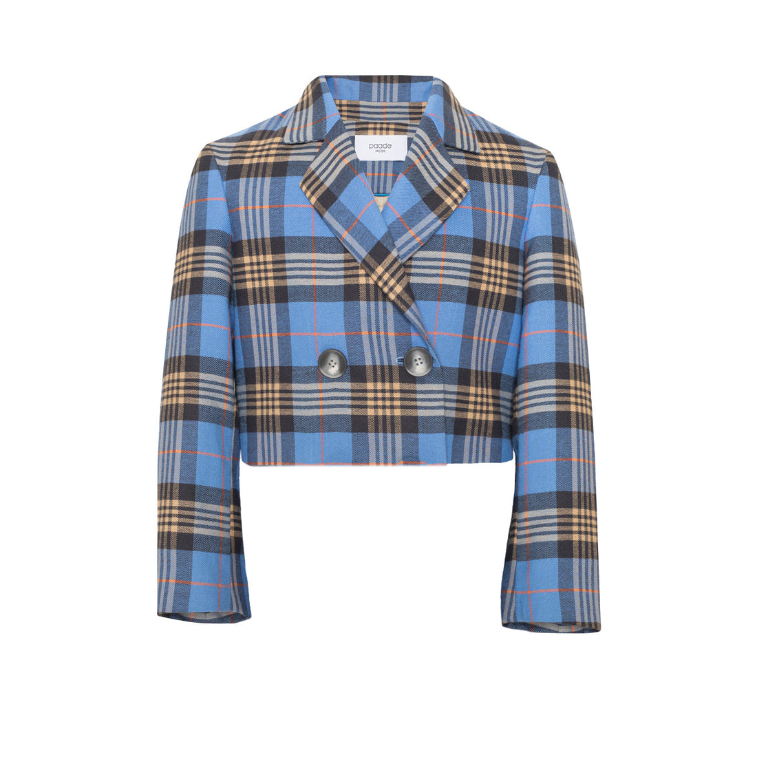 Paade Mode Blue Plaid Tartan Special Edition Crop Blazer