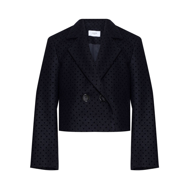 Paade Mode Dark Blue Wool Crop Onyx Jacket
