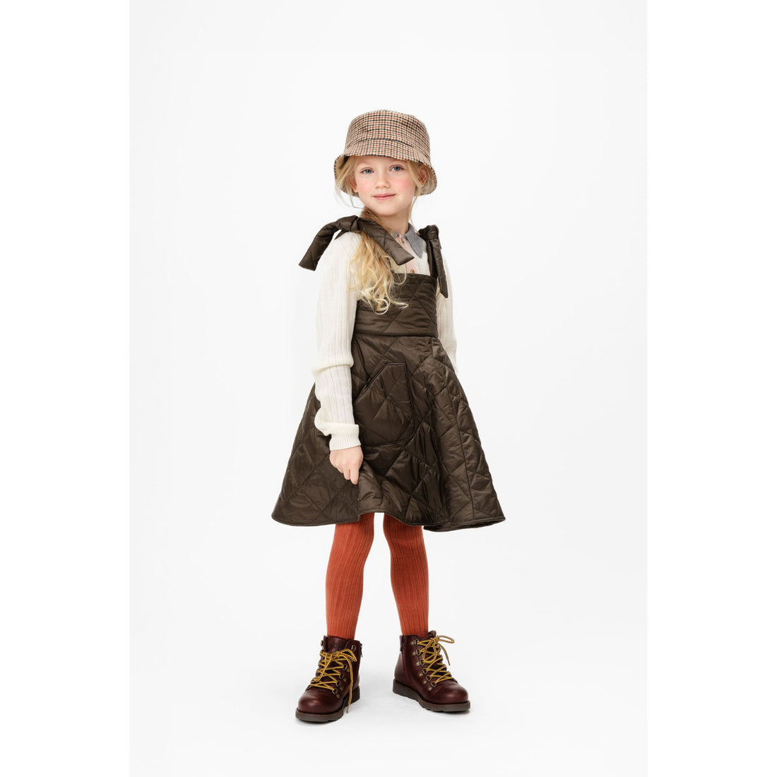 Paade Mode Brown Puffer Pinafore Lane Dress