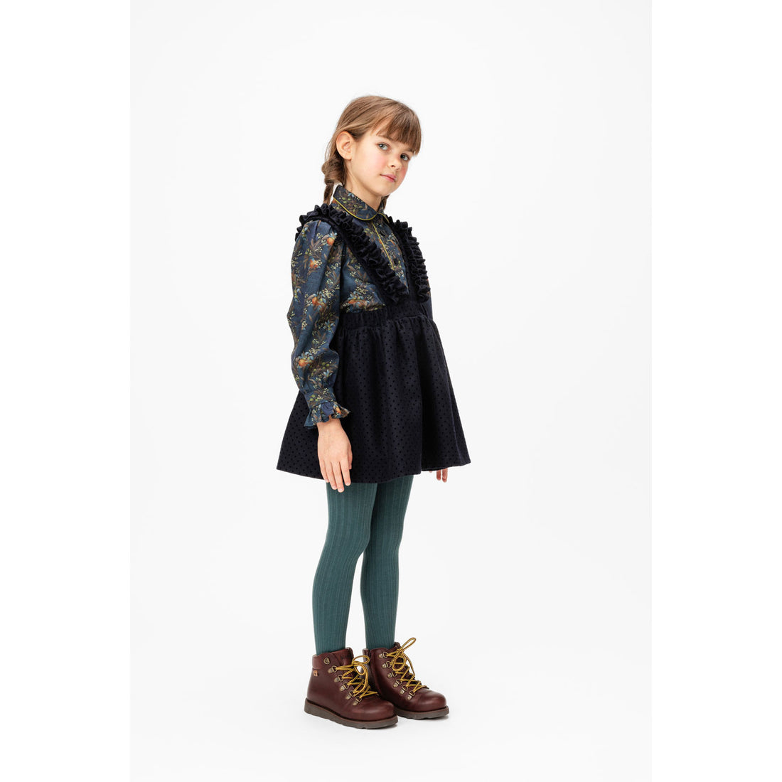 Paade Mode Dark Blue Onyx Ties Wool Skirt