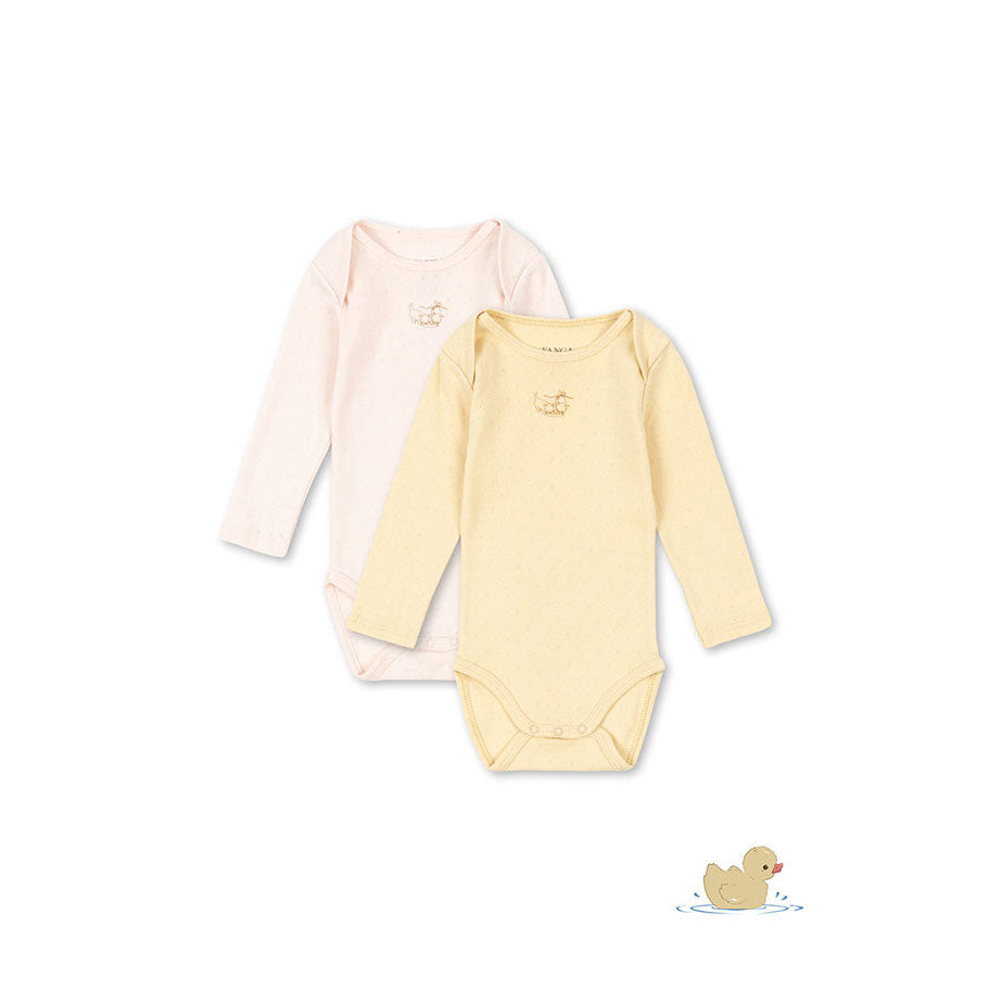 FANGA FONTANA Banan/Pink Perla 2 Pack LS Bodysuit