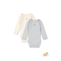 FANGA FONTANA Cream/Blue Perla 2 Pack LS  Bodysuit
