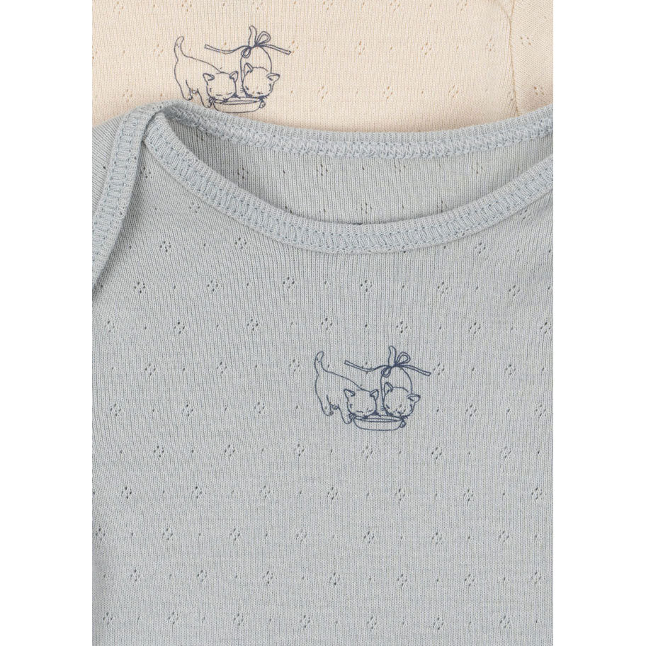 FANGA FONTANA Cream/Blue Perla 2 Pack LS  Bodysuit