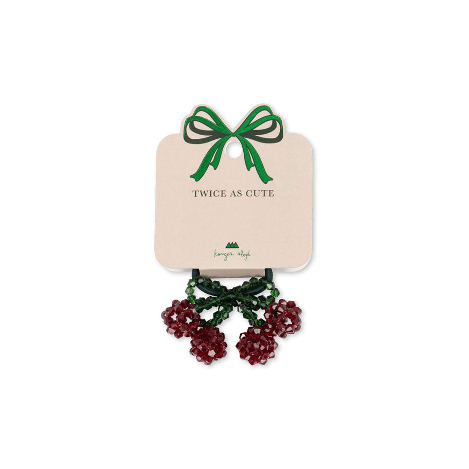 Konges Slojd Red/Glitter 2 Pack Cherry Hair Elastic