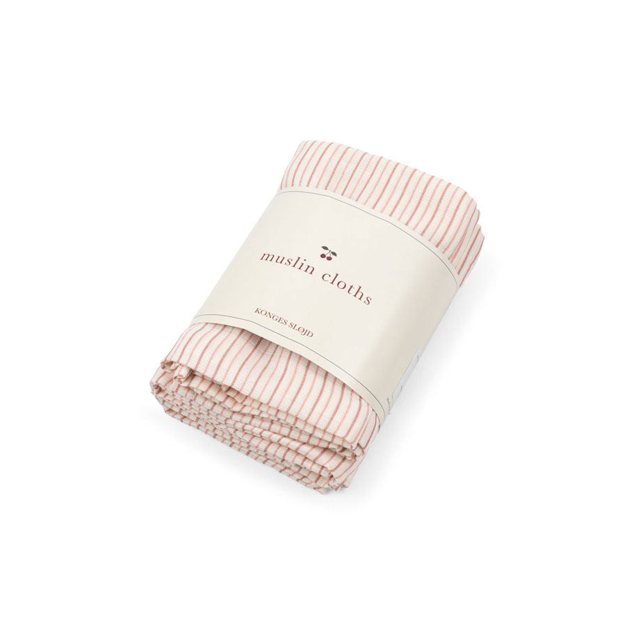 Konges Slojd Stripie Petite Rose 3 Pack Muslin Cloth