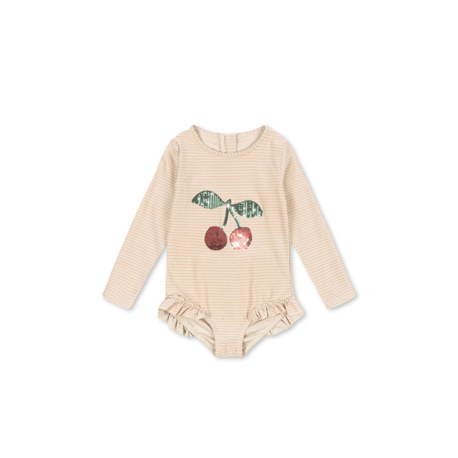 Konges Slojd Rose Stripe Jade Ls Swimsuit