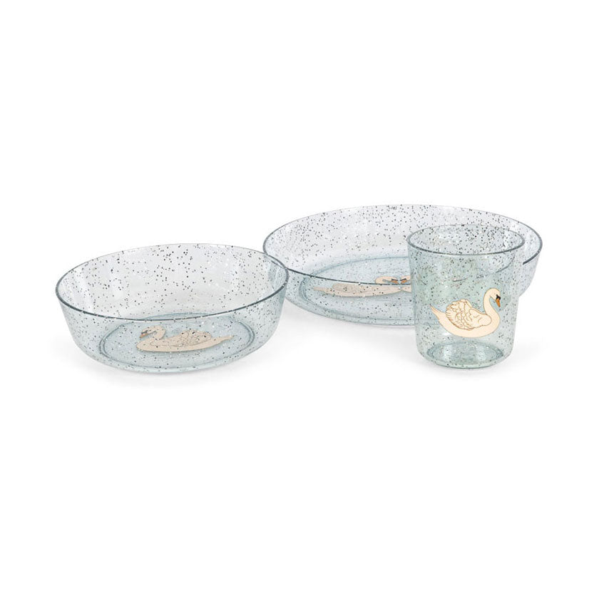 Konges Slojd  Swan Blue Sparkly Dinner Set