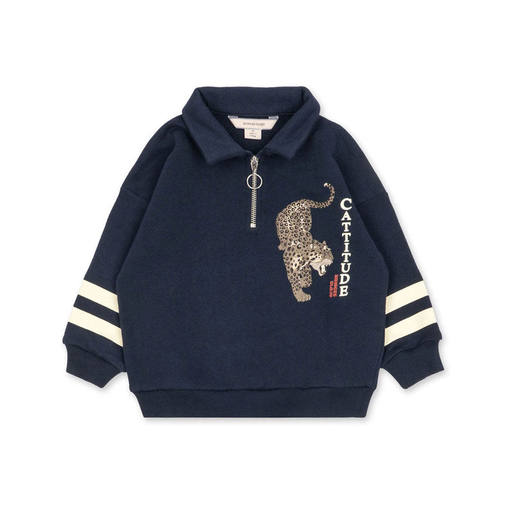 Konges Slojd  Navy Loupy Half Zip Polo